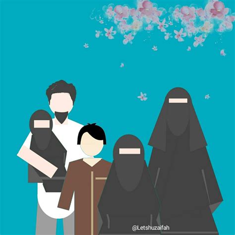 Gambar Kartun Keluarga Muslim Bercadar Adzka
