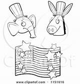 Elephant Republican Flag Clipart Cartoon Coloring Donkey Democratic American Vector Thoman Cory Outlined 2021 sketch template