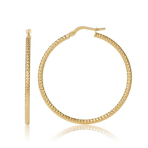 18ct Gold Sparkle Hoop Earrings