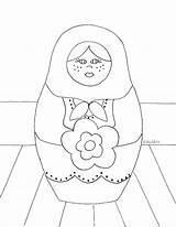 Russian Coloring Dolls Nesting Pages Matryoshka sketch template