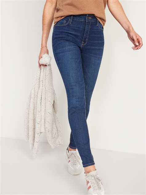high waisted dark wash rockstar super skinny jeans for women old navy