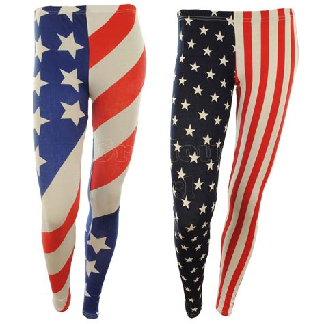 Raegan New Womens American Flag Print Long Length Legging Ladies