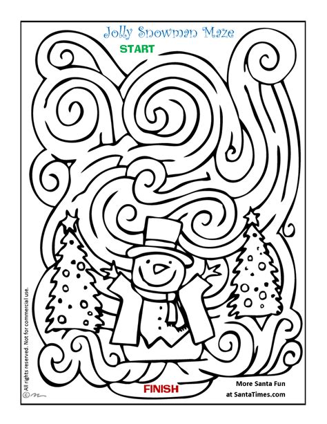 jolly snowman christmas maze  coloring page christmas maze