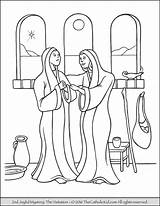 Joyful Mysteries Rosary Visitation Mystery Thecatholickid Kid Bible Sheets sketch template