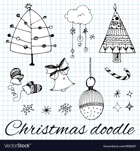 set  hand drawn christmas doodles royalty  vector