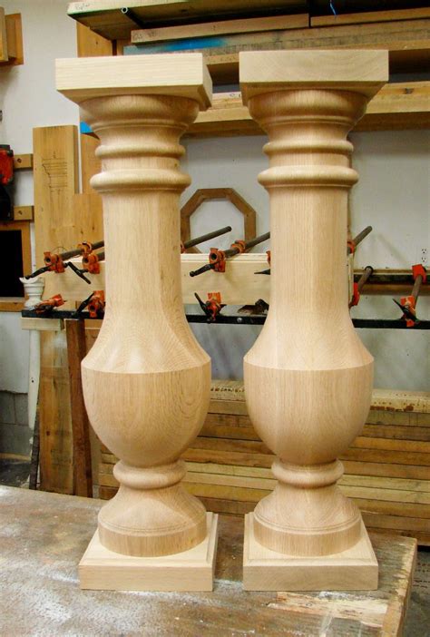 oak pedestal style table legs   unique design