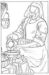 Vermeer Johannes Laitiere Milkmaid Famosi Colouring Coloringpagesforadult Celebre Salvato Disegno Pittura Kaynak sketch template