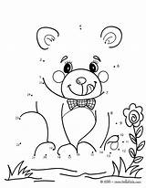 Dot Bear Game Teddy Hellokids Animals Print Dots sketch template