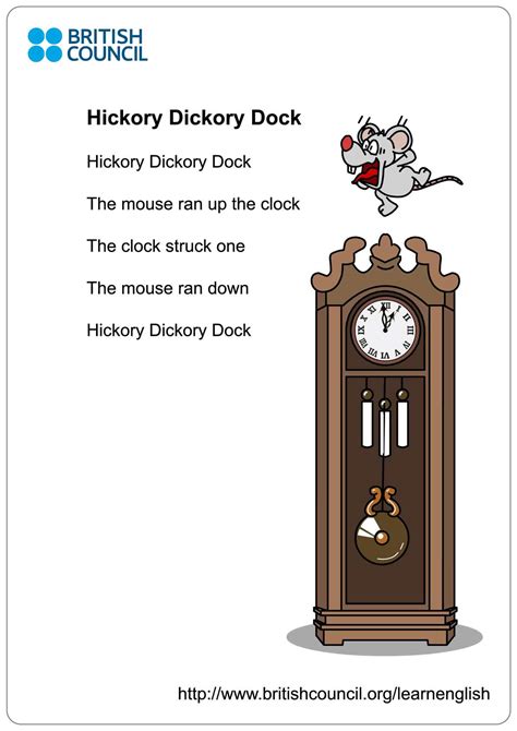 hickory dickory dock  nursery rhyme  teach children  time