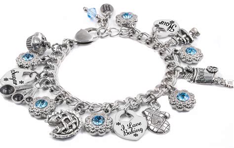 personalized girls charm bracelet choice  crystals charms