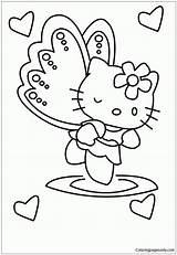Kitty Hello Coloring Pages Angel Color Girlie Kids Straight Cartoons Line Colors Colouring Team Characters Printable Bookmark Template Book Hallo sketch template