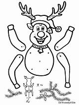 Rendier Kerstman Kerst Trekpop Knutselen Kerstmis Yoo Downloaden Uitprinten sketch template