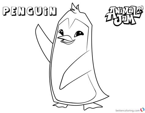 animal jam coloring pages penguin  printable coloring pages