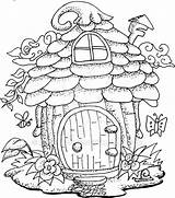 Fairy Coloring House Adult Cute Tale Pages Drawing Illustration Drawings Book Doodle Drawn Hand Mushrooms Colouring Kids Adults Printable Colour sketch template