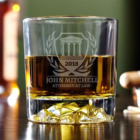 personalized courthouse whiskey glass for lawyers