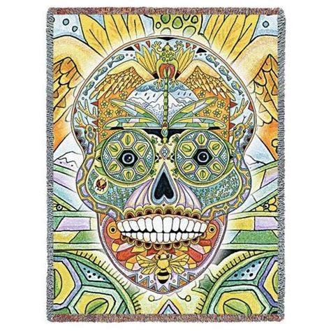 sugar skull day of the dead tapestry afghan throw blanket