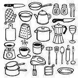 Gekritzel Utensillos Kaffee Strumenti Scarabocchi Disegnati Hand Gezeichnete Pots Pans Utensils Küchen sketch template