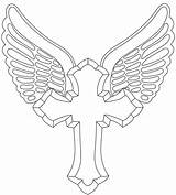 Cross Wings Tattoos Designs Tattoo Outline Simple Drawing Angel Crosses Draw Vector Cliparts Easy Wing Stencil Step Graphic Tribal Coloring sketch template