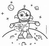 Coloring Girl Pages Moon Spaceman Printable Kids Coloringhome sketch template