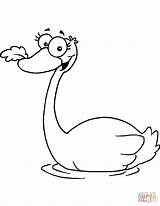 Swan Coloring Cartoon Pages Swans Color Birds Printable Leaf Print Drawing Supercoloring Categories sketch template