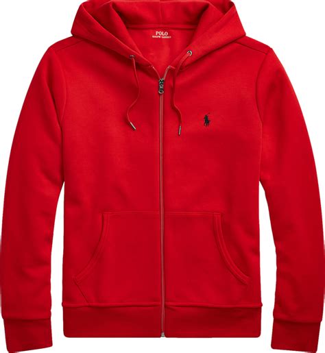 polo ralph lauren red black pony double knit zip hoodie  style