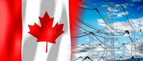 canada country flag  electricity pylons stock illustration