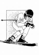 Kleurplaat Skieen Skifahren Skiing Olympique Thema sketch template