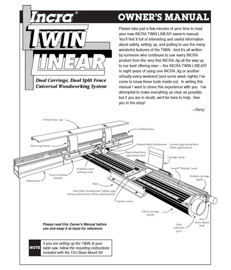 incra twin linear owners manual   manualslib