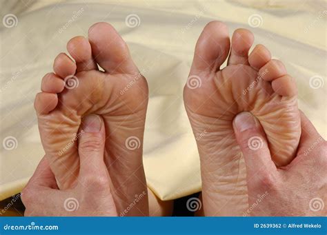 reflexology massage  feet stock photo image