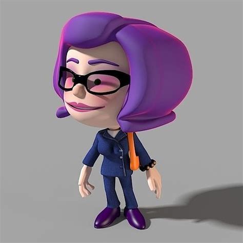 cartoon character businesswoman 3d model animated rigged cgtrader