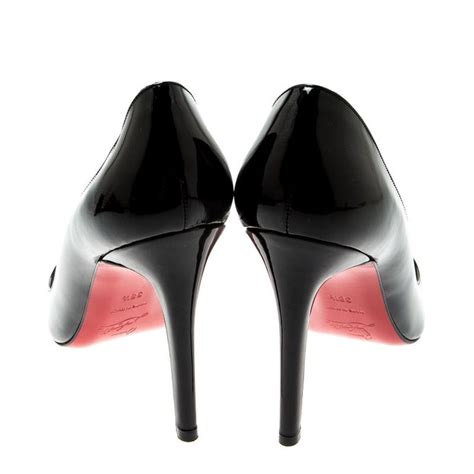christian louboutin black patent leather sex pointed toe pumps size 38