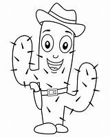 Cactus Cowboy Gun Hat Coloring Character Illustration Stock Preview sketch template