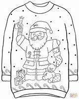 Christmas Sweater Coloring Santa Pages Ugly Printable Sweaters Gifts sketch template