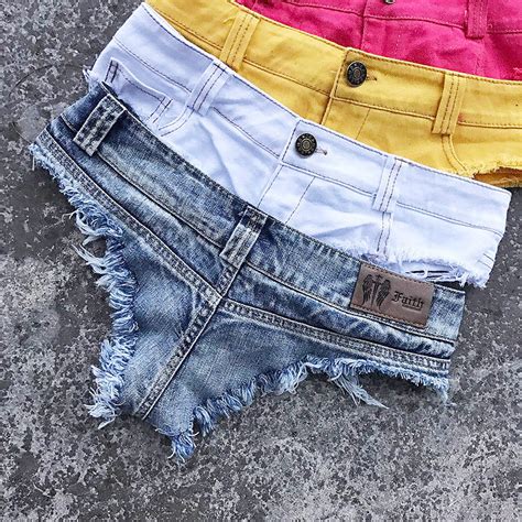 sexy jeans shorts feminino candy color denim beach ladies low waist