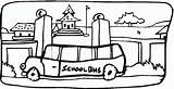 Bus Coloring Pages School Popular Town sketch template