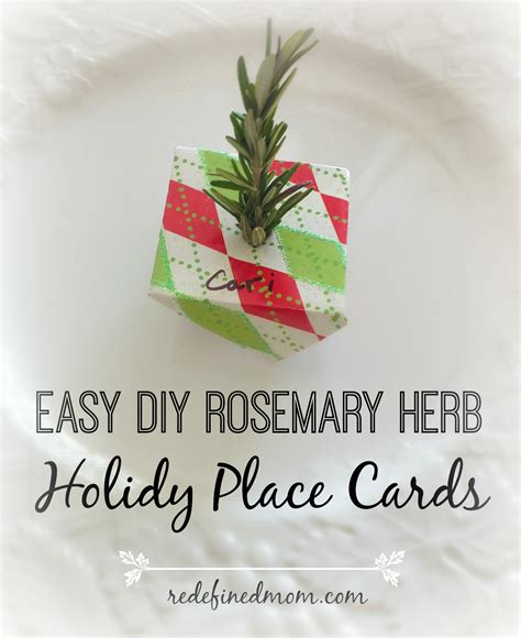 easy diy holiday dinner place cards using rosemary twigs