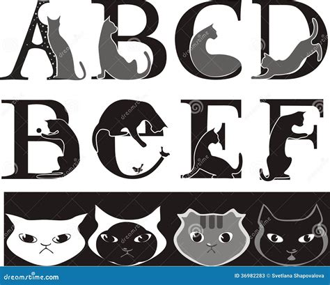 cat font stock vector image  cartoon letters black