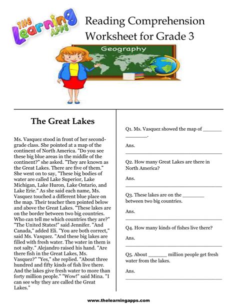 grade reading comprehension worksheets