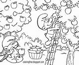 Coloring Apple Picking Pages Orchard Kids Smurf Smurfs Color Lazy Print Garden Printable Drawing Farmer Cartoon Getdrawings Getcolorings Farm Beautiful sketch template