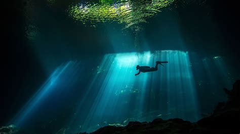 wallpaper diver sunbeam underwater  travel