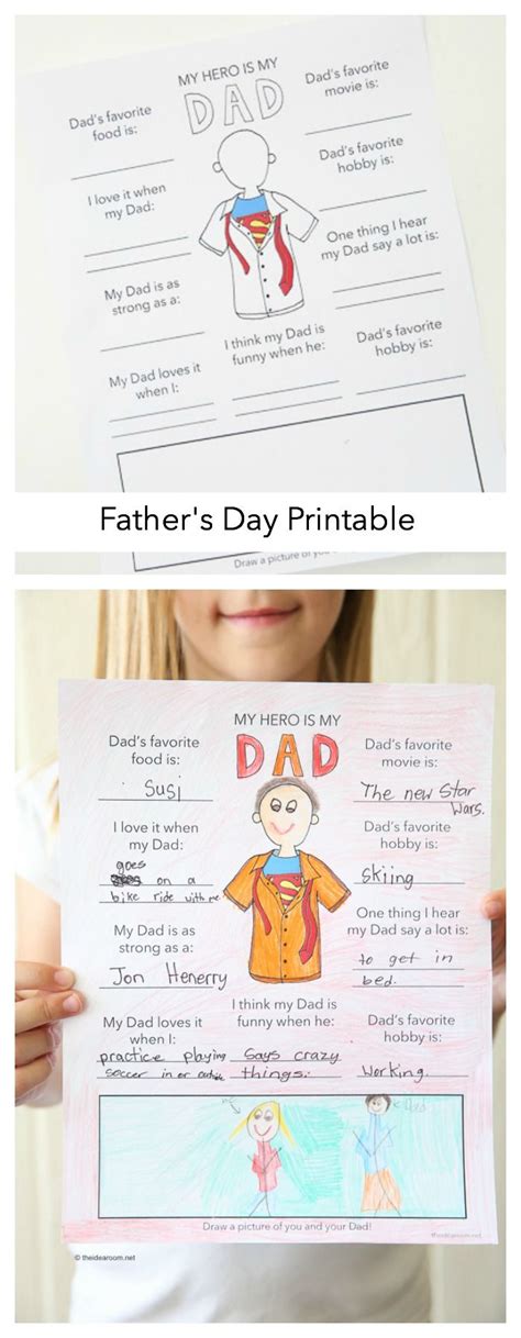 fathers day writing  drawing printable  kids  preschool