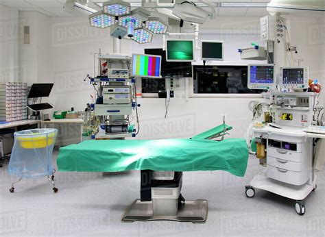 operating table  equipment  vacant operating room stock photo