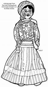 Hungarian Coloring Folk Doll Book Poms Pom Rag Stripped Polish Mask Skirt Description sketch template