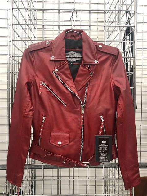 derringer lambskin womens motorcycle jacket vintage red