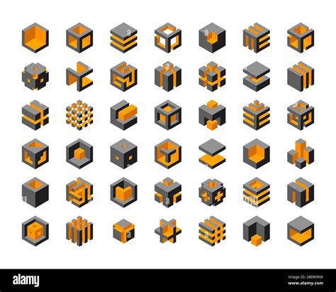 cube logo vector design cubes  set template graphic elements stock