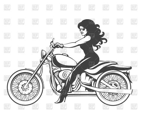 download royalty free beautiful girl on motorcycle drawn