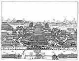 Coloring City Forbidden Beijing China Pages Interdite Asia Cite Adult Adults Par sketch template