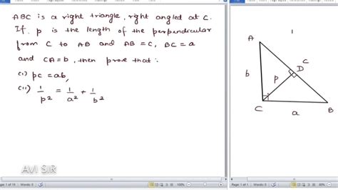 abc is a right triangle right angled at c if p is perpendicular