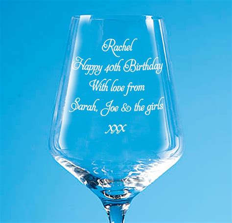 Personalised 40th Birthday Wine Glass Your Message Engraved Etsy