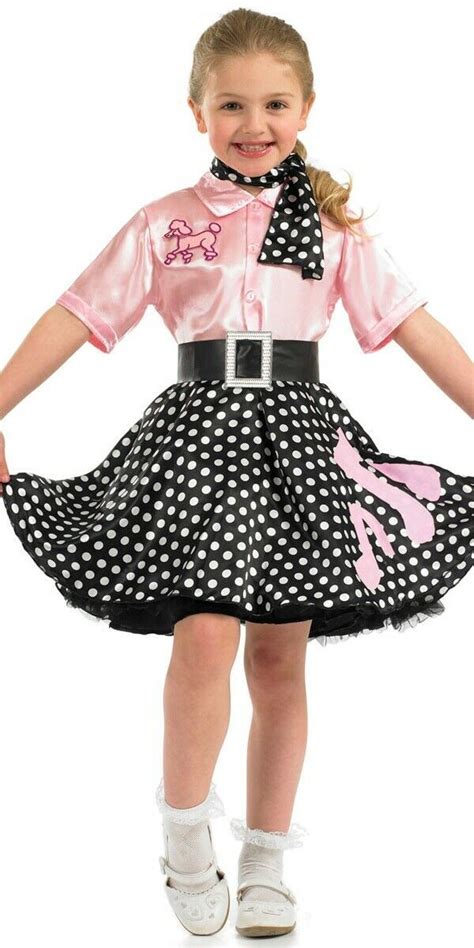 girls rock  roll costume child  poodle hop fancy dress outfit polka skirt ebay rock